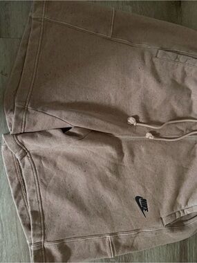 Nike Tan Speckled Drawstring Sweatshorts with Black Logo